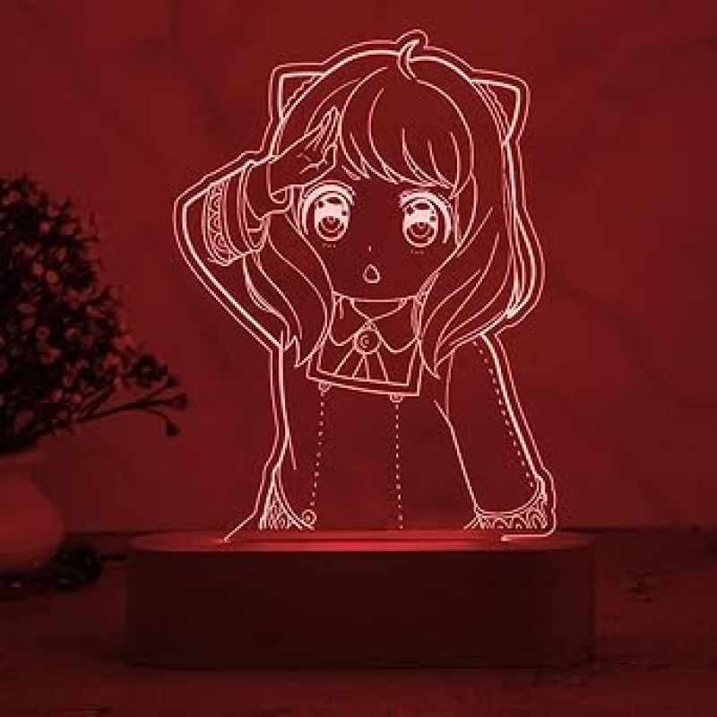 3D Illusion SpyxFamilyAnya Anime Night Lamp for Bedroom Decor Kids Gift LED Night Light  Gift for Anime Lover  Bedside Table Lamp (Multicolored Light)