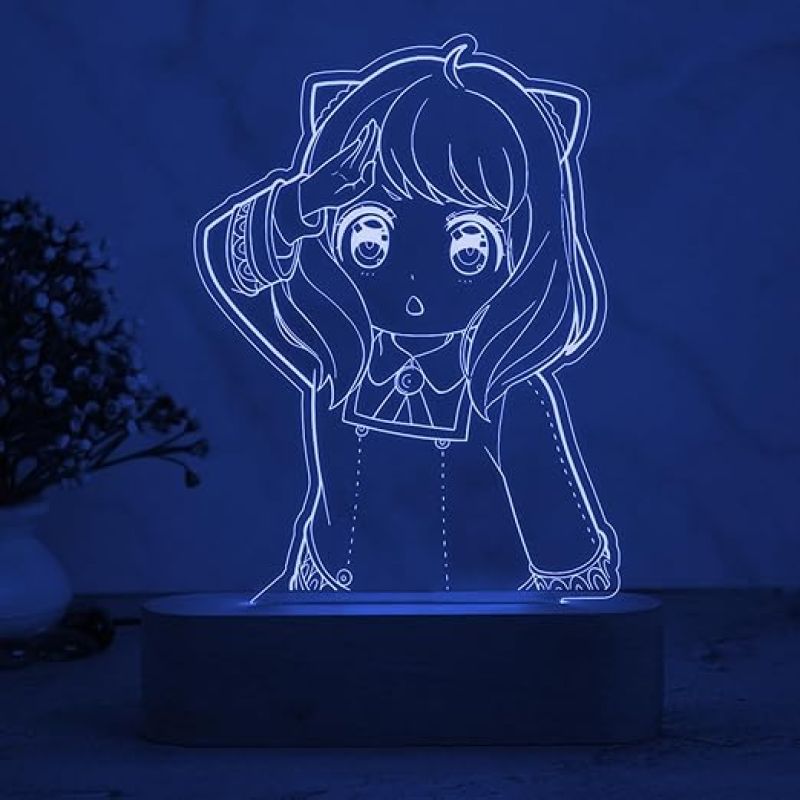 3D Illusion SpyxFamilyAnya Anime Night Lamp for Bedroom Decor Kids Gift LED Night Light  Gift for Anime Lover  Bedside Table Lamp (Multicolored Light)
