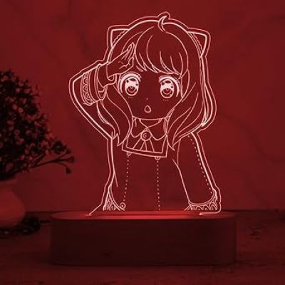 3D Illusion SpyxFamilyAnya Anime Night Lamp for Bedroom Decor Kids Gift LED Night Light  Gift for Anime Lover  Bedside Table Lamp (Multicolored Light)