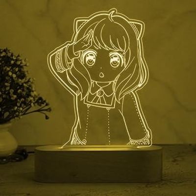 3D Illusion SpyxFamilyAnya Anime Night Lamp for Bedroom Decor Kids Gift LED Night Light  Gift for Anime Lover  Bedside Table Lamp (Multicolored Light)