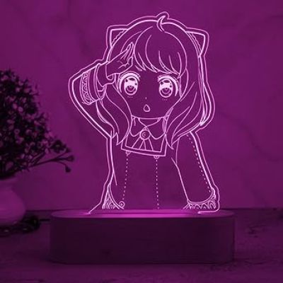 3D Illusion SpyxFamilyAnya Anime Night Lamp for Bedroom Decor Kids Gift LED Night Light  Gift for Anime Lover  Bedside Table Lamp (Multicolored Light)