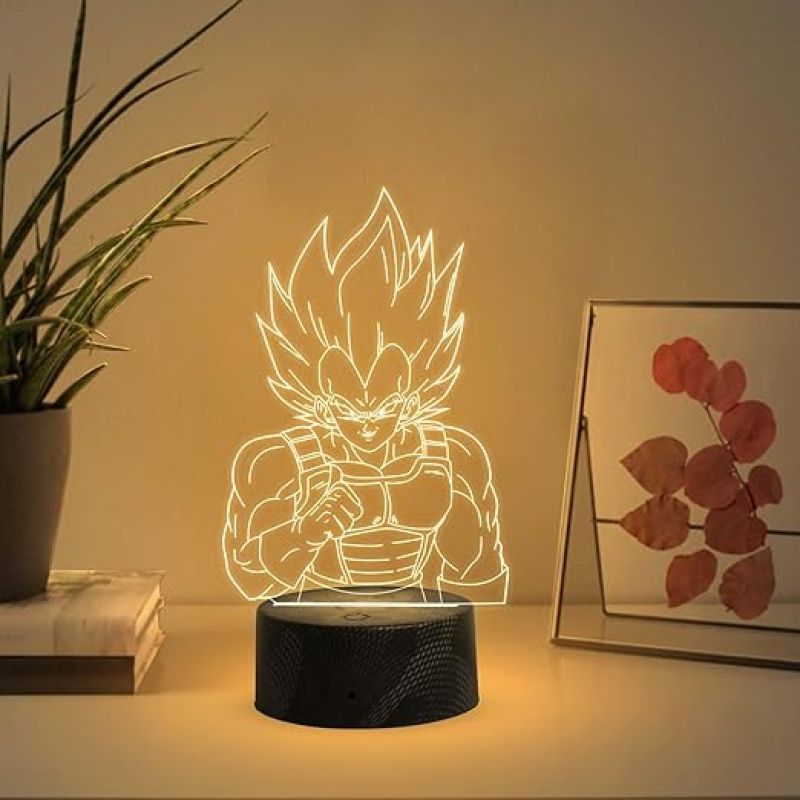 3D Illusion Goku Anime Desk Table Lamp with Warm White Light Light   Birthday Gift for Kids & Anime Lover  Bedside Table Lamp