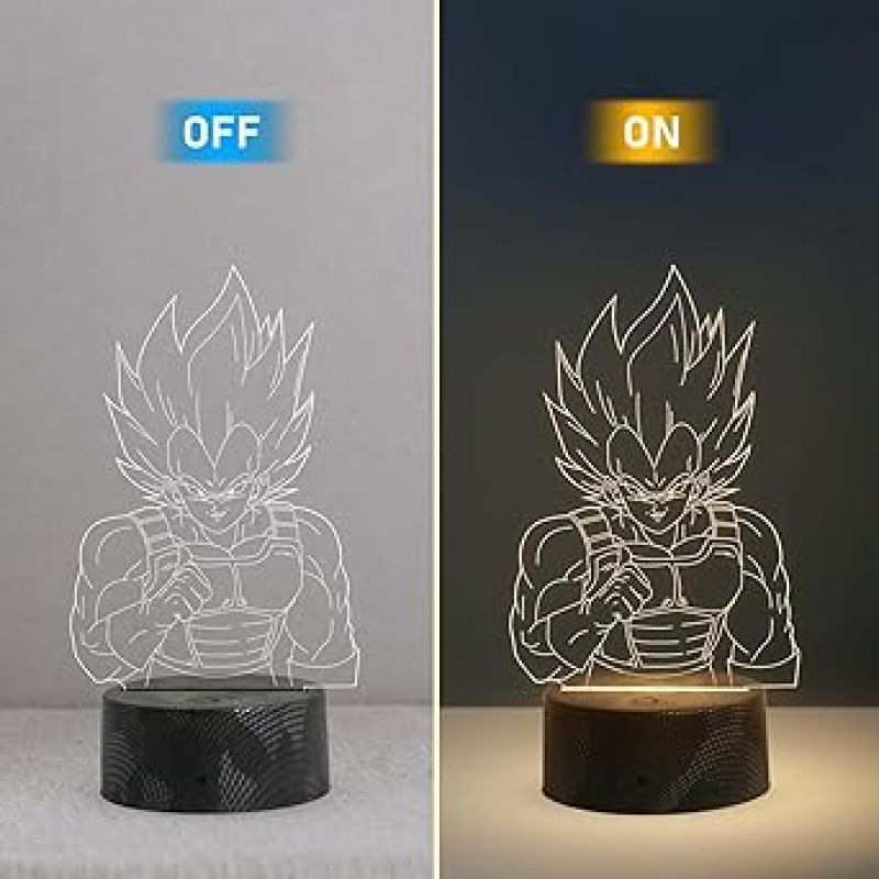 3D Illusion Goku Anime Desk Table Lamp with Warm White Light Light   Birthday Gift for Kids & Anime Lover  Bedside Table Lamp