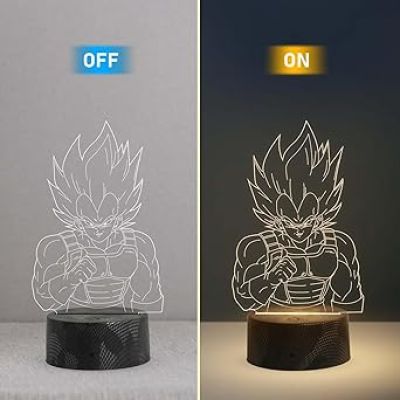 3D Illusion Goku Anime Desk Table Lamp with Warm White Light Light   Birthday Gift for Kids & Anime Lover  Bedside Table Lamp