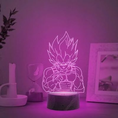 3D Illusion Goku Anime Desk Table Lamp with 7 Color Changing Light Light   Birthday Gift for Kids & Anime Lover