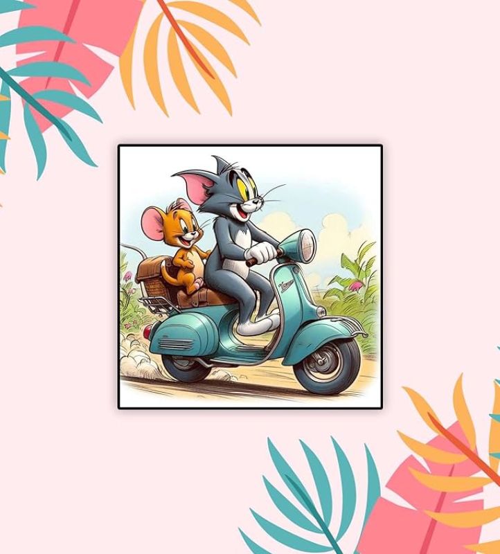 Cartoon Fridge Magnet for Kids  Gift and Decoration  Attractive Cartoon Theme Magnet for Indoor Decoration  Home & Kitchen Decor Stickers (Tom & Jerry 1)