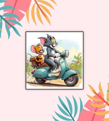 Cartoon Fridge Magnet for Kids  Gift and Decoration  Attractive Cartoon Theme Magnet for Indoor Decoration  Home & Kitchen Decor Stickers (Tom & Jerry 1)