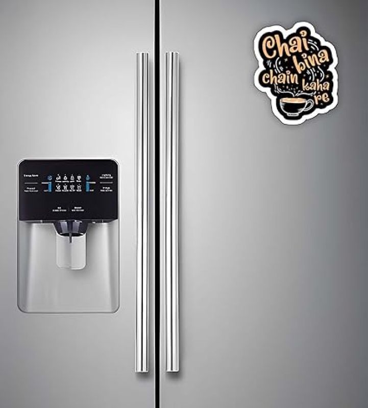 Chai Love Quote Fridge Magnet Stickers for Kitchen Decoration India Souvenir Decoration Items for Home Kitchen & Gift for Tea Lover  Funny Fridge Magnets (Chai bina Chain KHA re)