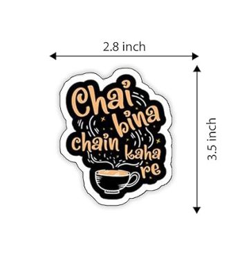Chai Love Quote Fridge Magnet Stickers for Kitchen Decoration India Souvenir Decoration Items for Home Kitchen & Gift for Tea Lover  Funny Fridge Magnets (Chai bina Chain KHA re)