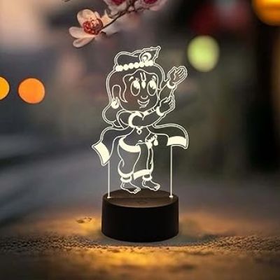 Bal Krishna Night Lamp with Warm White Light   Lord Krishna Idol Light   Blessing Gift  Pooja Room & Home Decoration Light