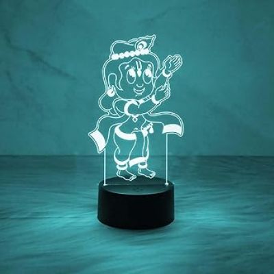 Bal Krishna Night Lamp with Automatic Color Changing Light   Lord Krishna Idol Light  Blessing Gift  Pooja Room & Home Decoration Light