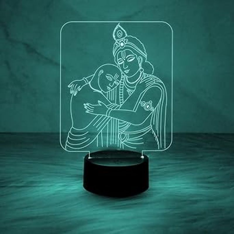 Krishan Sudama 3D Illusion Night Lamp Home & Pooja Room Decor Light 7 Color Changing Light   God Night Lamp  Krishna God Idol Light