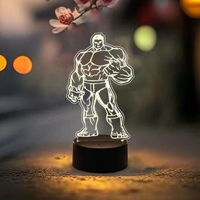 3D Illusion Hulk Avengers Night Lamp  Gift for Avengers Lover & Marvel Fans (Warm White Light)