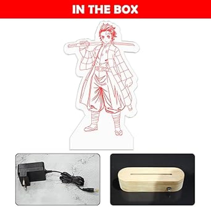 3D Illusion TanjiroKamado  Action Figure Night Lamp with Cool White Light   Anime Light for Bedroom, Kids Room  Birthday Gift for Anime Lover