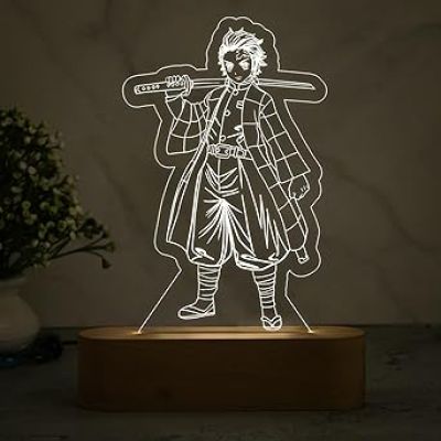 3D Illusion TanjiroKamado  Action Figure Night Lamp with Cool White Light   Anime Light for Bedroom, Kids Room  Birthday Gift for Anime Lover