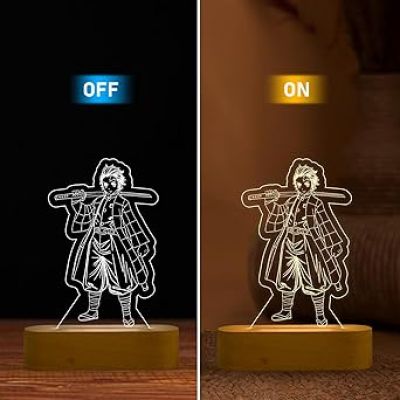 3D Illusion TanjiroKamado  Action Figure Night Lamp with Cool White Light   Anime Light for Bedroom, Kids Room  Birthday Gift for Anime Lover