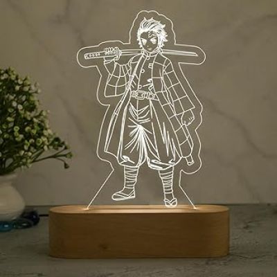 3D Illusion TanjiroKamado  Action Figure Night Lamp with Cool White Light   Anime Light for Bedroom, Kids Room  Birthday Gift for Anime Lover