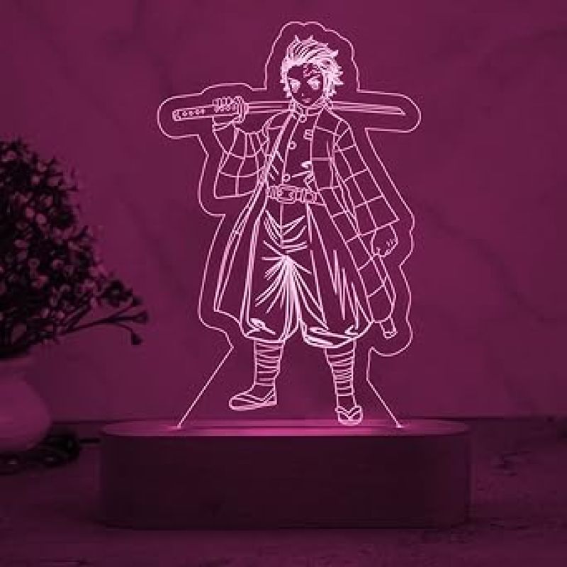 3D Illusion TanjiroKamado  Action Figure Night Lamp with Multicolored Light   Anime Home Decor Light  Bedside Table Lamp