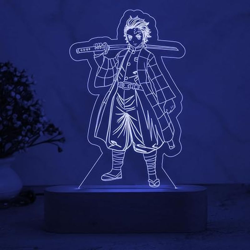 3D Illusion TanjiroKamado  Action Figure Night Lamp with Multicolored Light   Anime Home Decor Light  Bedside Table Lamp