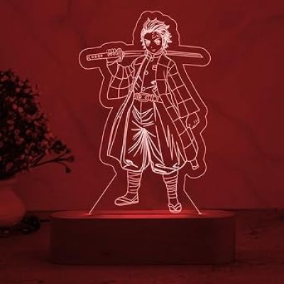 3D Illusion TanjiroKamado  Action Figure Night Lamp with Multicolored Light   Anime Home Decor Light  Bedside Table Lamp