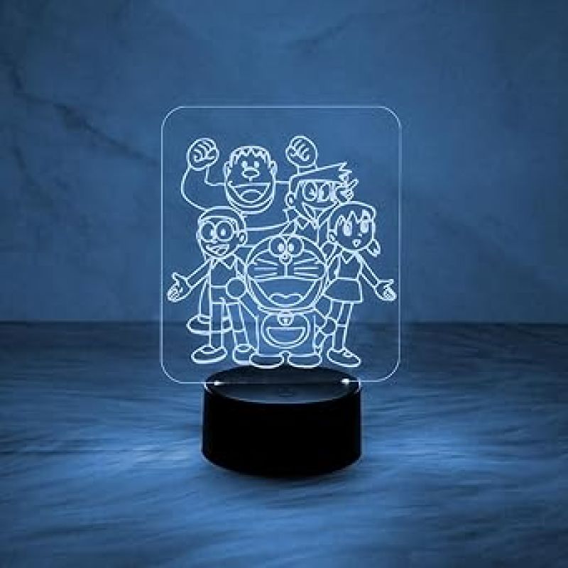 3D Illusion DoremonNobita with Family Night Light Lamp  Best Doremon Gift Item and Showpiece for Kids Room Décor (Multi)