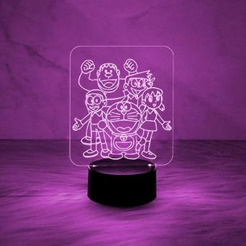 3D Illusion DoremonNobita with Family Night Light Lamp  Best Doremon Gift Item and Showpiece for Kids Room Décor (Multi)