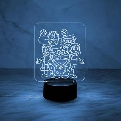 3D Illusion DoremonNobita with Family Night Light Lamp  Best Doremon Gift Item and Showpiece for Kids Room Décor (Multi)