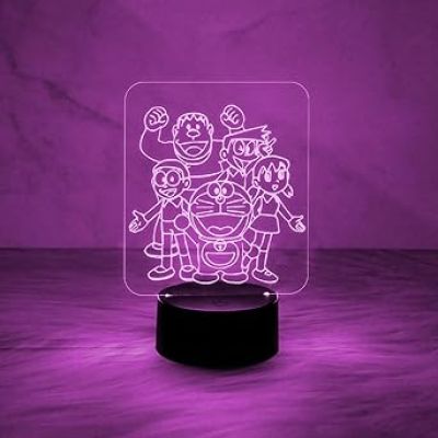 3D Illusion DoremonNobita with Family Night Light Lamp  Best Doremon Gift Item and Showpiece for Kids Room Décor (Multi)