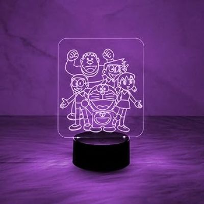 3D Illusion DoremonNobita with Family Night Light Lamp  Best Doremon Gift Item and Showpiece for Kids Room Décor (Multi)