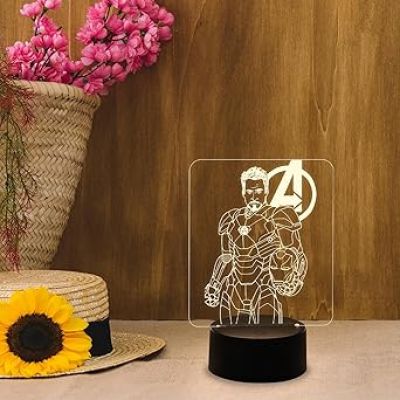3D Illusion CaptainAmerica  Avengers Nightlight with Warm White Light    Gift for Avengers Lover  Birthday Gift for Avengers Fan   Kids Room Decor Light