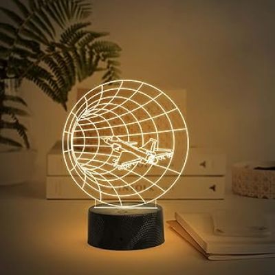 3D Illusion Time Airplain Night Light  Bedside Desk Table Lamp   Warm White Lamp Lamp for Kids Room Decor Light | Birthday Gift  Atmosphere LED Lamp