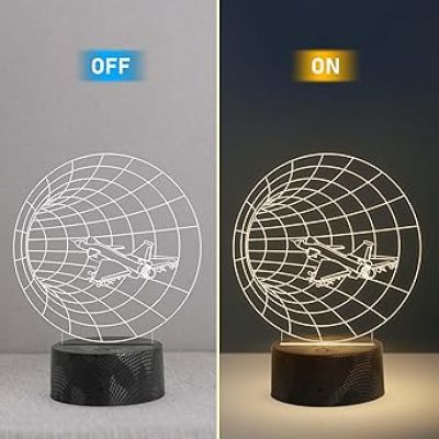 3D Illusion Time Airplain Night Light  Bedside Desk Table Lamp   Warm White Lamp Lamp for Kids Room Decor Light | Birthday Gift  Atmosphere LED Lamp