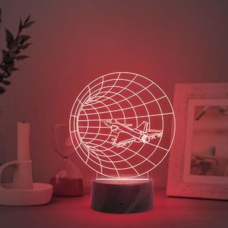 3D Illusion Time Airplain Night Light   Bedside Desk Table Lamp   Multicolored Lamp   Lamp for Kids Room Decor Light   Birthday Gift  Atmosphere LED Lamp