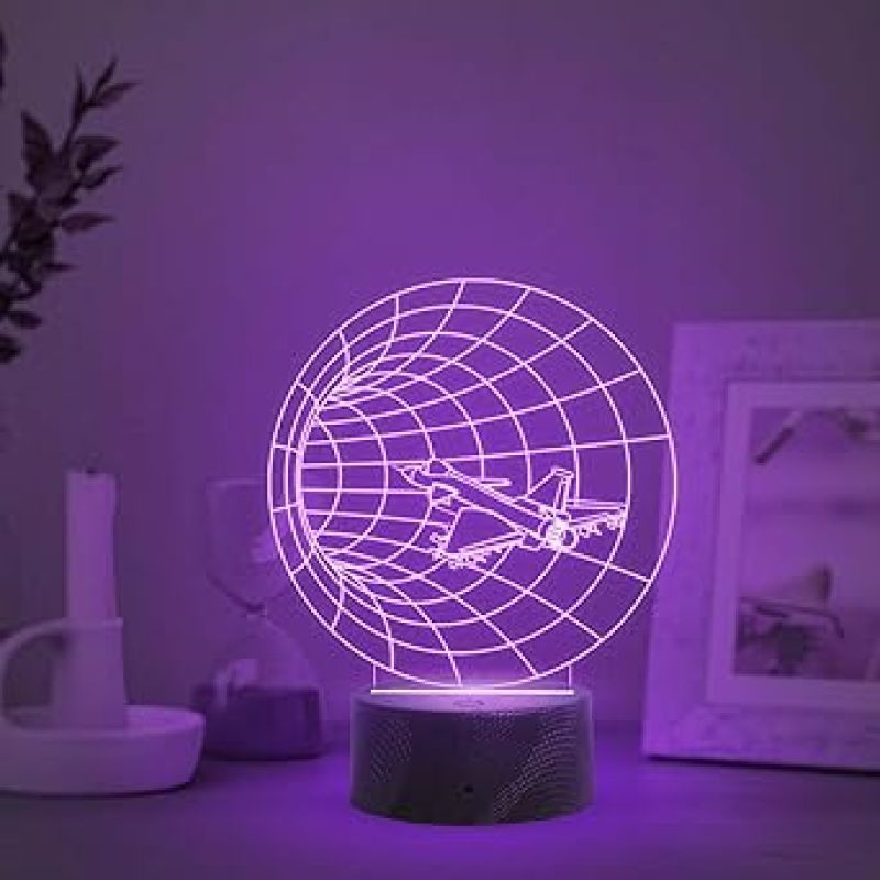3D Illusion Time Airplain Night Light   Bedside Desk Table Lamp   Multicolored Lamp   Lamp for Kids Room Decor Light   Birthday Gift  Atmosphere LED Lamp
