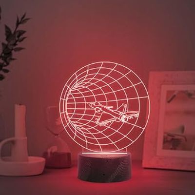 3D Illusion Time Airplain Night Light   Bedside Desk Table Lamp   Multicolored Lamp   Lamp for Kids Room Decor Light   Birthday Gift  Atmosphere LED Lamp