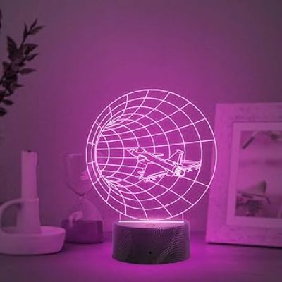3D Illusion Time Airplain Night Light   Bedside Desk Table Lamp   Multicolored Lamp   Lamp for Kids Room Decor Light   Birthday Gift  Atmosphere LED Lamp