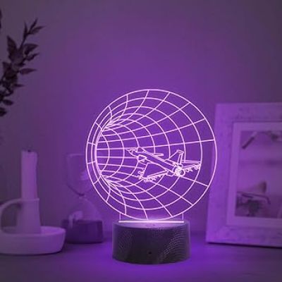 3D Illusion Time Airplain Night Light   Bedside Desk Table Lamp   Multicolored Lamp   Lamp for Kids Room Decor Light   Birthday Gift  Atmosphere LED Lamp