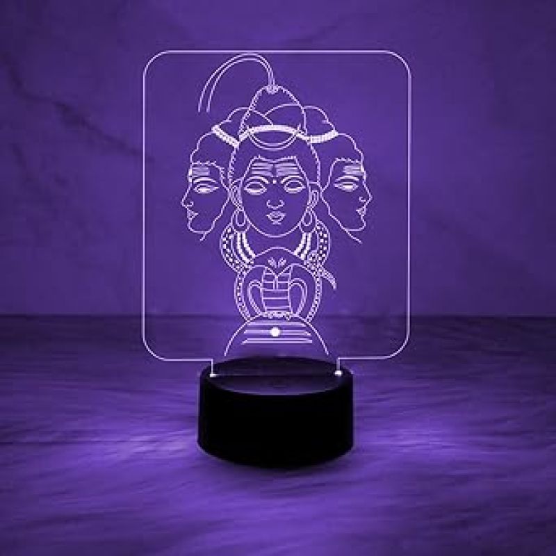 3D Illusion Lord Shiva Night Lamp with Automatic Color Changing Light  Mahadev Acrylic Desk Table Lamp for Home & Office Decor Light