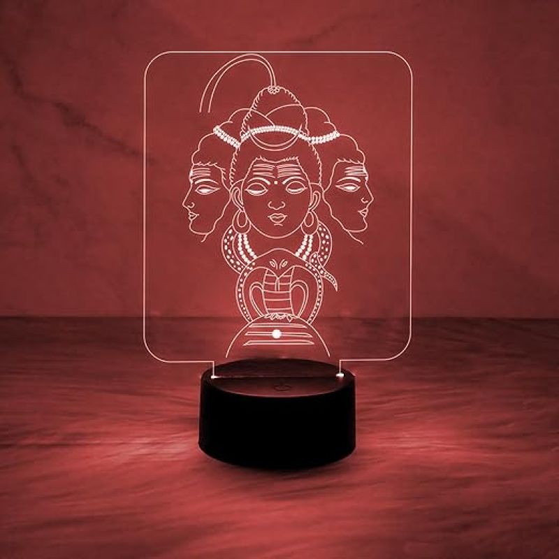 3D Illusion Lord Shiva Night Lamp with Automatic Color Changing Light  Mahadev Acrylic Desk Table Lamp for Home & Office Decor Light