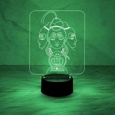 3D Illusion Lord Shiva Night Lamp with Automatic Color Changing Light  Mahadev Acrylic Desk Table Lamp for Home & Office Decor Light