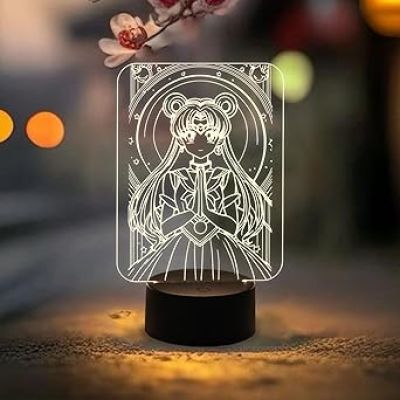 3D Illusion Anime Girl Lamp Night Light for Girls Bedroom Decor Light Colorful Nightlight Anime Characters 3D Table Lamp Warm White Light
