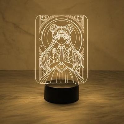 3D Illusion Anime Girl Lamp Night Light for Girls Bedroom Decor Light Colorful Nightlight Anime Characters 3D Table Lamp Warm White Light