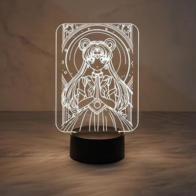 3D Illusion Anime Girl Lamp Night Light for Girls Bedroom Decor Light Colorful Nightlight Anime Characters 3D Table Lamp Warm White Light