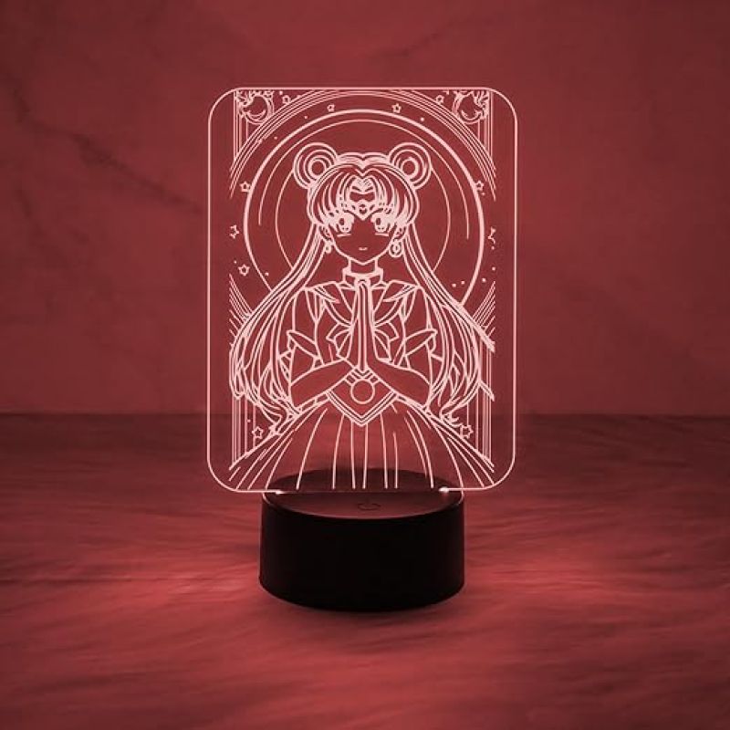 3D Illusion Anime Girl Lamp Night Light for Girls Bedroom Decor Light Colorful Nightlight Anime Characters 3D Table Lamp Automatic Color Change Light