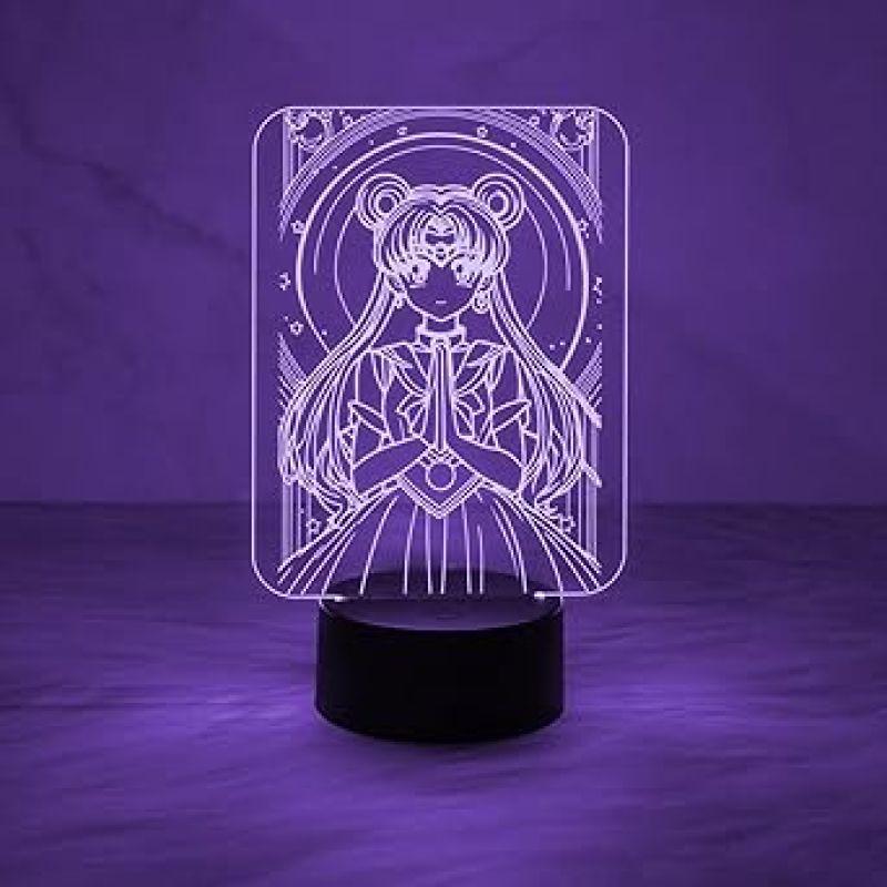 3D Illusion Anime Girl Lamp Night Light for Girls Bedroom Decor Light Colorful Nightlight Anime Characters 3D Table Lamp Automatic Color Change Light