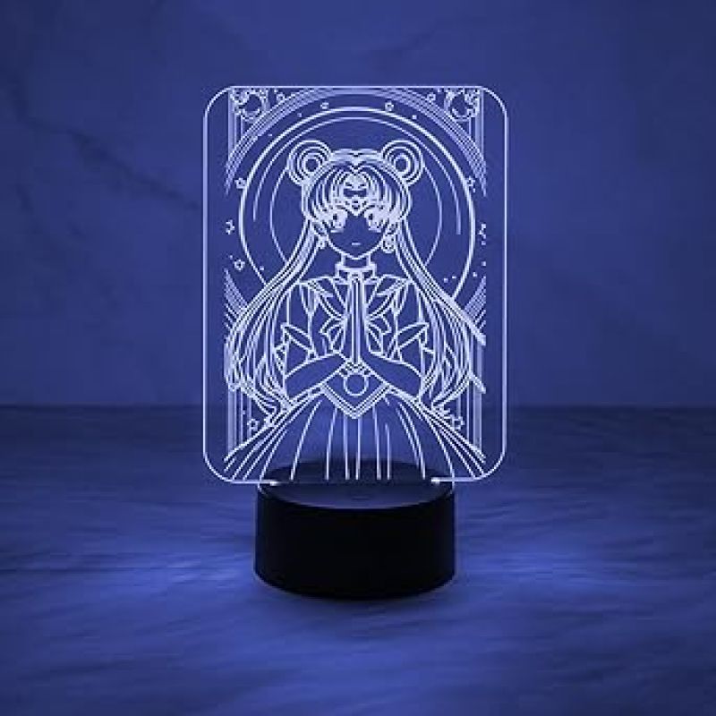 3D Illusion Anime Girl Lamp Night Light for Girls Bedroom Decor Light Colorful Nightlight Anime Characters 3D Table Lamp Automatic Color Change Light