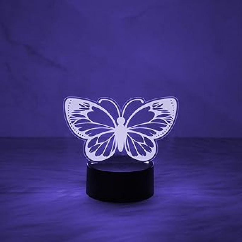 Butterfly Night Light, Birthday Gift for Girls 3D Illusion Lamp Kids Bedside Lamp with 7 Colors Changing Touch Control Butterfly Girls Gifts