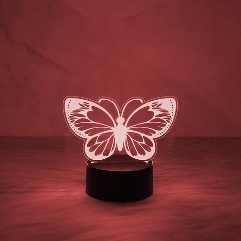 Butterfly Night Light, Birthday Gift for Girls 3D Illusion Lamp Kids Bedside Lamp with 7 Colors Changing Touch Control Butterfly Girls Gifts