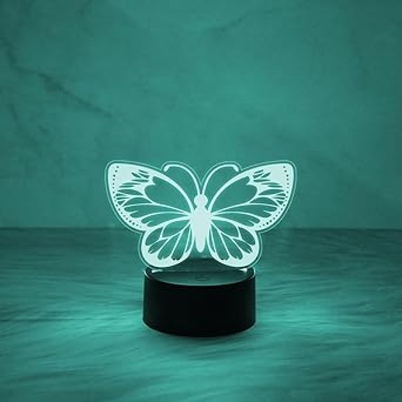 Butterfly Night Light, Birthday Gift for Girls 3D Illusion Lamp Kids Bedside Lamp with 7 Colors Changing Touch Control Butterfly Girls Gifts