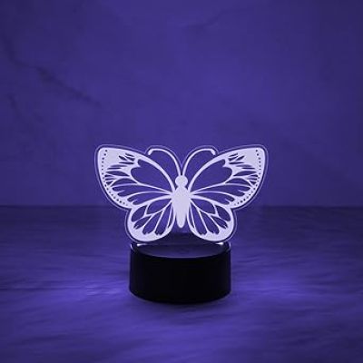 Butterfly Night Light, Birthday Gift for Girls 3D Illusion Lamp Kids Bedside Lamp with 7 Colors Changing Touch Control Butterfly Girls Gifts